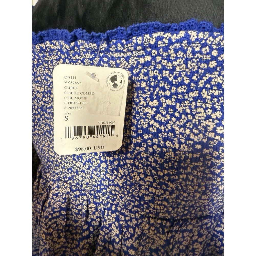 Free People Britnee Floral Cropped Peplum Smocked Puff Sleeve Top Small NWT - Picture 2 of 6